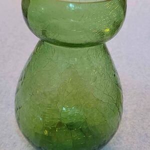 Green Crackle Glass 6" Vase